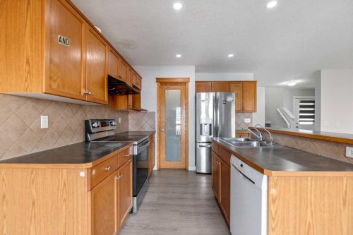 124 Saddlecrest Boulevard Ne, Calgary, AB - Indoor Photo Showing Kitchen With Double Sink