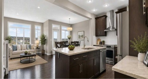 30 Evansborough View Nw, Calgary, AB - Indoor Photo Showing Kitchen With Upgraded Kitchen