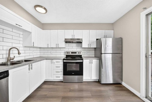 96 Erin Woods Boulevard Se, Calgary, AB - Indoor Photo Showing Kitchen With Stainless Steel Kitchen With Double Sink With Upgraded Kitchen