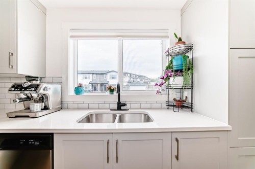 109-525 River Heights Drive, Cochrane, AB - Indoor Photo Showing Kitchen With Double Sink