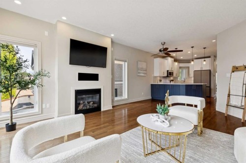 3611 Parkhill Street Sw, Calgary, AB - Indoor Photo Showing Living Room With Fireplace