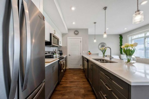 116 Savanna Walk Ne, Calgary, AB - Indoor Photo Showing Kitchen With Double Sink With Upgraded Kitchen