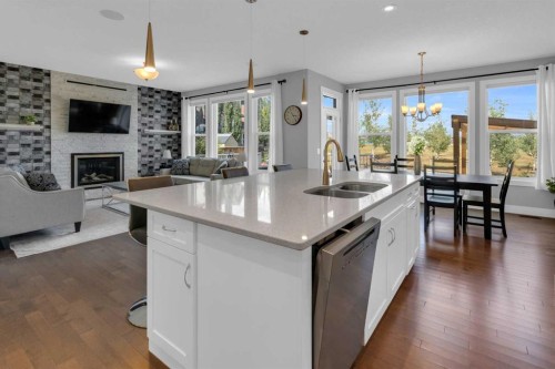 286 Nolan Hill Boulevard Nw, Calgary, AB - Indoor Photo Showing Kitchen With Fireplace With Double Sink