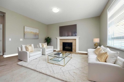 462 Williamstown Green Nw, Airdrie, AB - Indoor Photo Showing Living Room With Fireplace