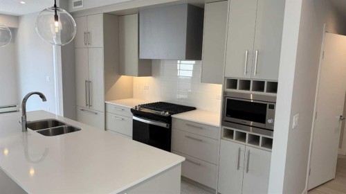 609-8370 Broadcast Avenue Sw, Calgary, AB - Indoor Photo Showing Kitchen With Double Sink With Upgraded Kitchen