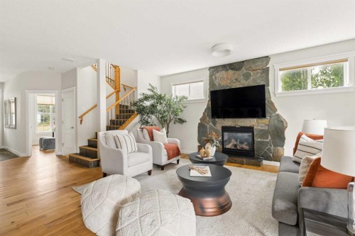 4649 20 Street Sw, Calgary, AB - Indoor Photo Showing Living Room With Fireplace
