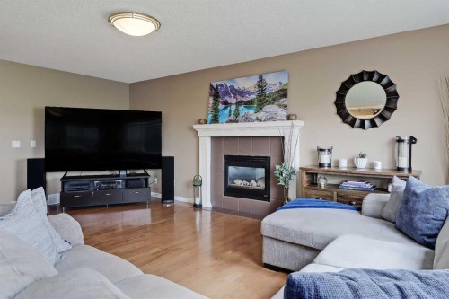 46 Spring View Sw, Calgary, AB - Indoor Photo Showing Living Room With Fireplace