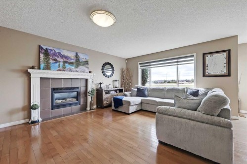 46 Spring View Sw, Calgary, AB - Indoor Photo Showing Living Room With Fireplace
