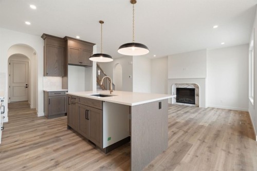 116 Sunrise Heath, Cochrane, AB - Indoor Photo Showing Kitchen With Upgraded Kitchen