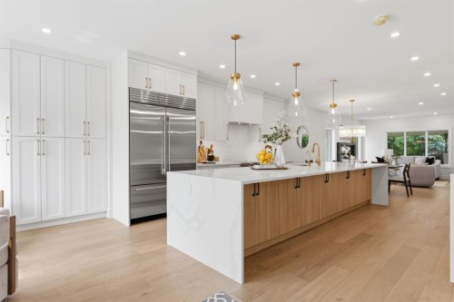 12 Prominence Point Sw, Calgary, AB - Indoor Photo Showing Kitchen With Upgraded Kitchen