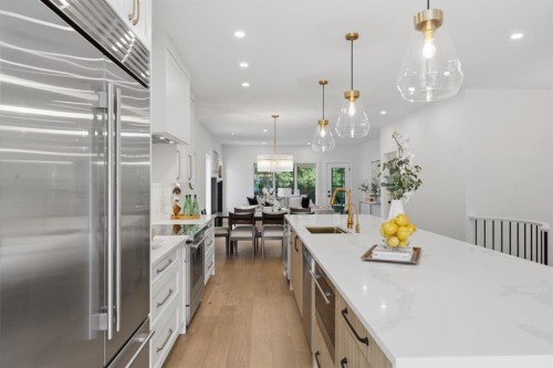 12 Prominence Point Sw, Calgary, AB - Indoor Photo Showing Kitchen With Upgraded Kitchen