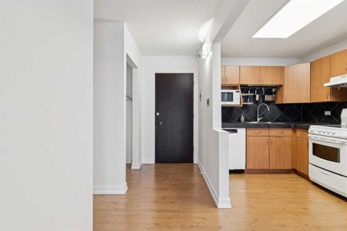 204-328 Cedar Crescent Sw, Calgary, AB - Indoor Photo Showing Kitchen With Double Sink
