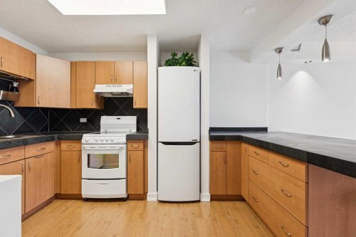 204-328 Cedar Crescent Sw, Calgary, AB - Indoor Photo Showing Kitchen With Double Sink