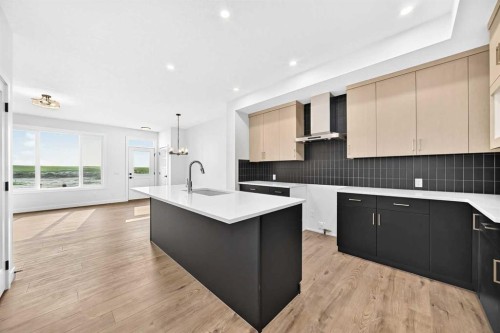 182 Lanark Gate Se, Airdrie, AB - Indoor Photo Showing Kitchen With Upgraded Kitchen