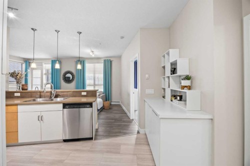 118-3600 15A Street Sw, Calgary, AB - Indoor Photo Showing Kitchen With Double Sink