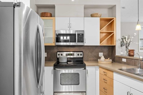 118-3600 15A Street Sw, Calgary, AB - Indoor Photo Showing Kitchen With Stainless Steel Kitchen