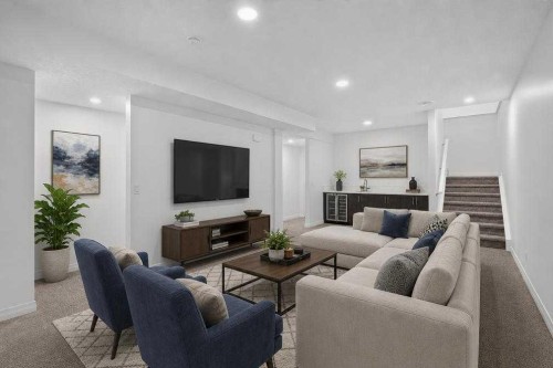 358 Marina Cove Se, Calgary, AB - Indoor Photo Showing Living Room
