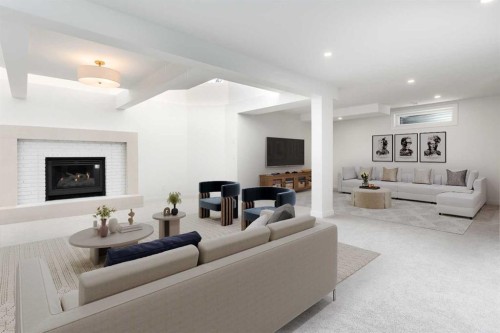 58 Edgevalley Close Nw, Calgary, AB - Indoor Photo Showing Living Room With Fireplace