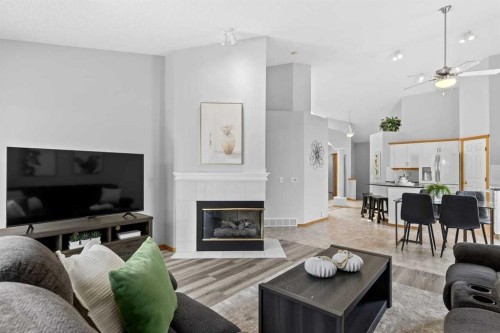 26 Chaparral Close Se, Calgary, AB - Indoor Photo Showing Living Room With Fireplace