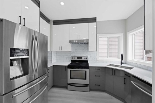 68 Laguna Close Ne, Calgary, AB - Indoor Photo Showing Kitchen With Stainless Steel Kitchen With Double Sink With Upgraded Kitchen
