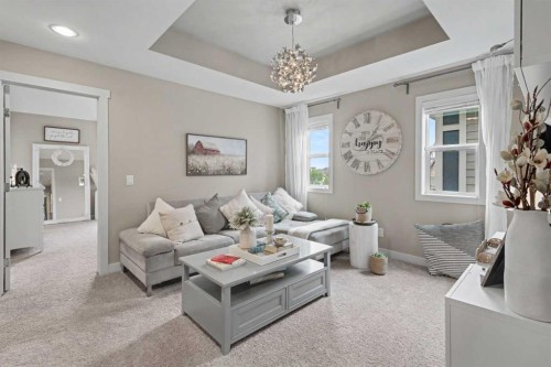 99 Mahogany Row Se, Calgary, AB - Indoor Photo Showing Living Room