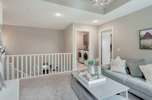 99 Mahogany Row Se, Calgary, AB - Indoor Photo Showing Living Room