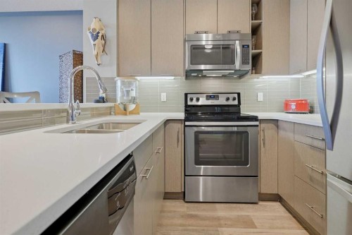 1106-175 Silverado Boulevard Sw, Calgary, AB - Indoor Photo Showing Kitchen With Double Sink With Upgraded Kitchen