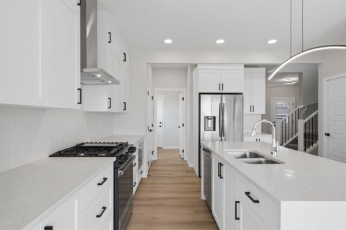 212 Lewiston Landing Ne, Calgary, AB - Indoor Photo Showing Kitchen With Double Sink With Upgraded Kitchen