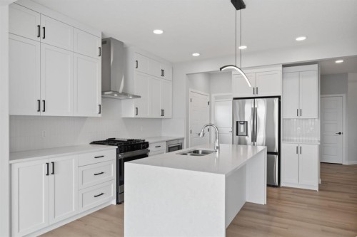 212 Lewiston Landing Ne, Calgary, AB - Indoor Photo Showing Kitchen With Double Sink With Upgraded Kitchen