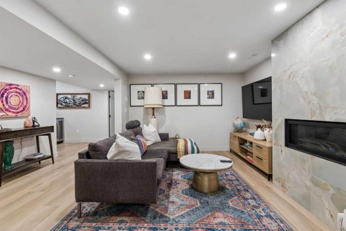1414A 8 Avenue Se, Calgary, AB - Indoor With Fireplace