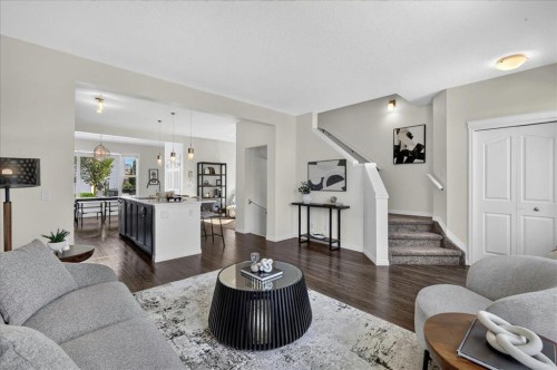 24 Auburn Meadows Green Se, Calgary, AB - Indoor Photo Showing Living Room