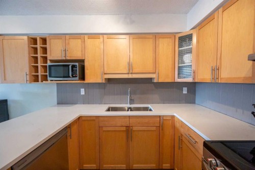 605-1900 25A Street Sw, Calgary, AB - Indoor Photo Showing Kitchen With Double Sink