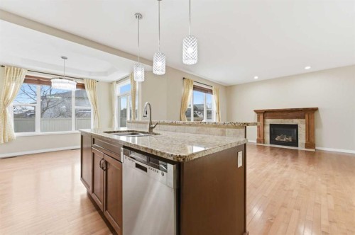 29 Royal Birkdale Drive Nw, Calgary, AB - Indoor Photo Showing Kitchen With Fireplace With Upgraded Kitchen