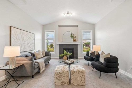 172 Brightoncrest Point Se, Calgary, AB - Indoor Photo Showing Living Room With Fireplace