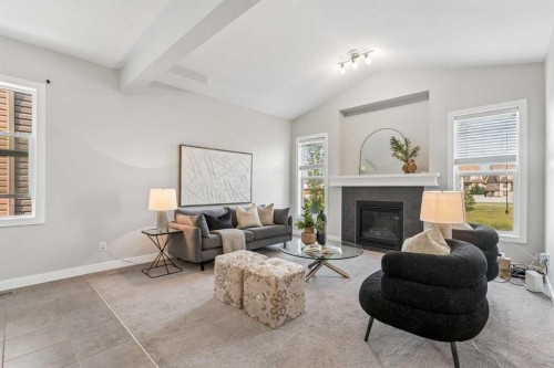 172 Brightoncrest Point Se, Calgary, AB - Indoor Photo Showing Living Room With Fireplace