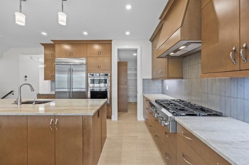 192 Magnolia Manor Se, Calgary, AB - Indoor Photo Showing Kitchen With Upgraded Kitchen