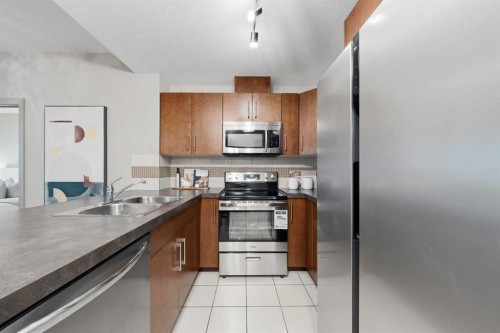 1808-210 15 Avenue Se, Calgary, AB - Indoor Photo Showing Kitchen With Double Sink