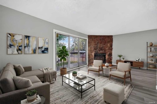 723 55 Avenue Sw, Calgary, AB - Indoor Photo Showing Living Room With Fireplace