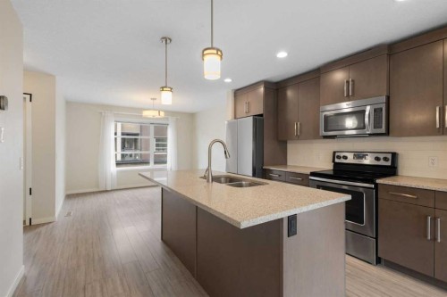 506 Evansridge Park Nw, Calgary, AB - Indoor Photo Showing Kitchen With Stainless Steel Kitchen With Double Sink With Upgraded Kitchen