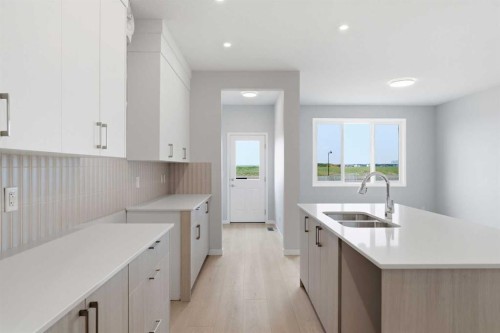 37 Rosemary Gardens Se, Calgary, AB - Indoor Photo Showing Kitchen With Double Sink