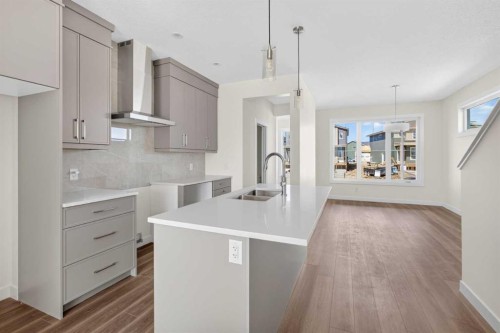 138 Starling Boulevard Nw, Calgary, AB - Indoor Photo Showing Kitchen With Double Sink With Upgraded Kitchen