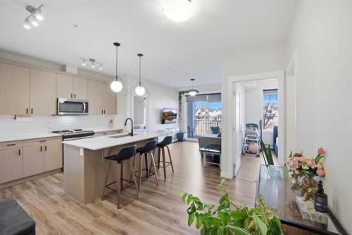 213-400 Auburn Meadows Common Se, Calgary, AB - Indoor Photo Showing Kitchen With Upgraded Kitchen