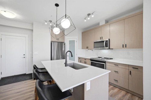213-400 Auburn Meadows Common Se, Calgary, AB - Indoor Photo Showing Kitchen With Upgraded Kitchen