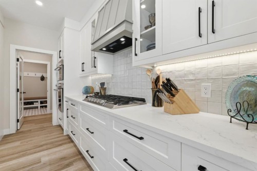 711 Mandalay Link, Carstairs, AB - Indoor Photo Showing Kitchen With Upgraded Kitchen