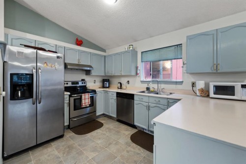 3722 Catalina Boulevard, Calgary, AB - Indoor Photo Showing Kitchen With Double Sink