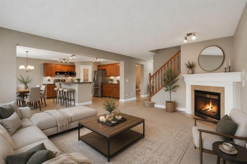 249 Springmere Way, Chestermere, AB - Indoor Photo Showing Living Room With Fireplace