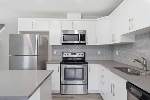 1449 Carrington Boulevard Nw, Calgary, AB - Indoor Photo Showing Kitchen With Stainless Steel Kitchen With Double Sink With Upgraded Kitchen