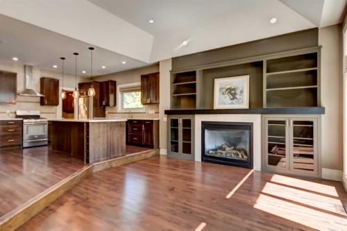 51 Aspen Meadows Green Sw, Calgary, AB - Indoor With Fireplace