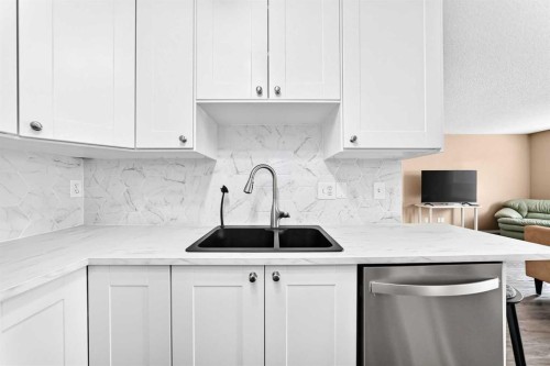 108 Douglas Glen Park Se, Calgary, AB - Indoor Photo Showing Kitchen With Double Sink