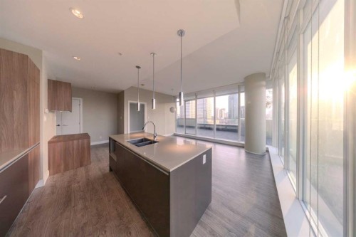 709-1122 3 Street Se, Calgary, AB - Indoor Photo Showing Kitchen With Double Sink